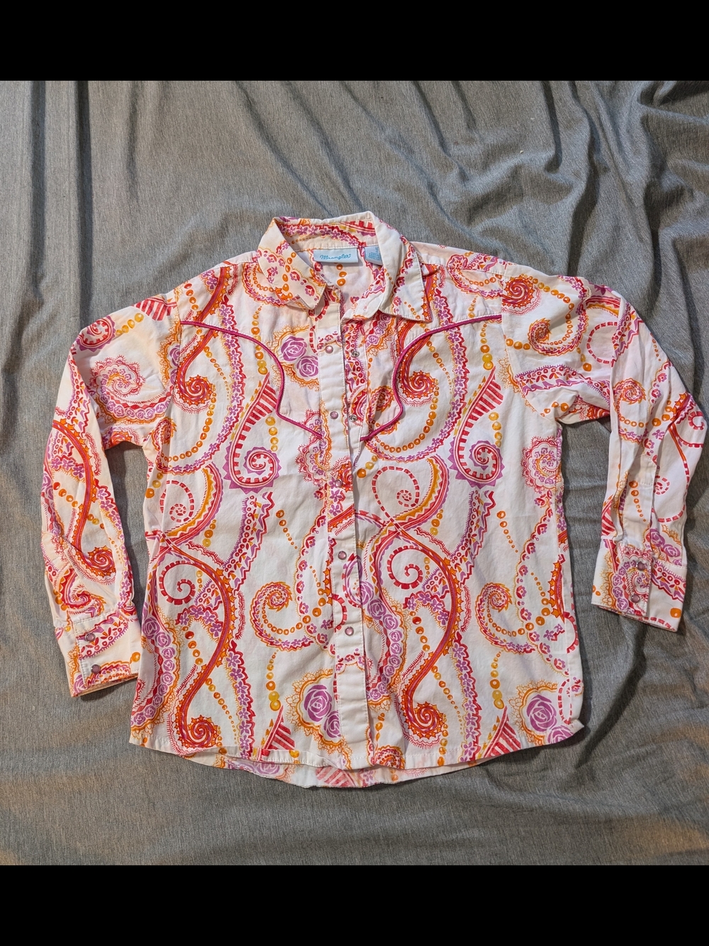 Wrangler Vibrant Pink & Orange Paisley Button-Up Shirt